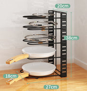 10-Tier Pots and Pans Organizer Rack Adjustable Pot Lid Holders Pan Rack Lid Organizer With 3 DIY Methods Storage Holders