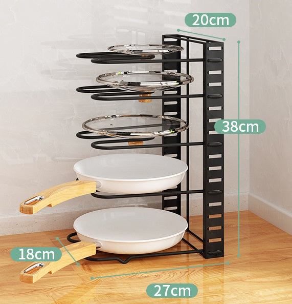 10-Tier Pots and Pans Organizer Rack Adjustable Pot Lid Holders Pan Rack Lid Organizer With 3 DIY Methods Storage Holders