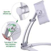XMXCZKJ Kitchen Tablet Stand Wall Desk Tablet Mount Stand Fit for 5-7.8 Inch Width Tablet  Metal Bracket Smartphones Holders