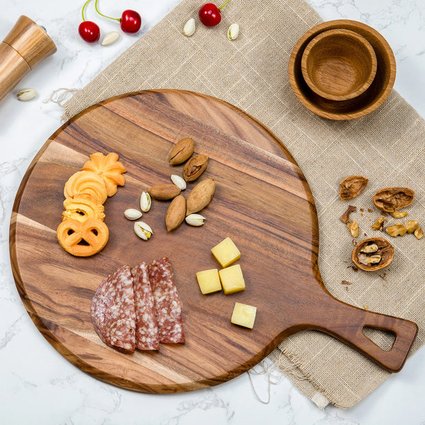 Acacia Wooden Cutting Chopping Board Block Tabla De Picar Cocina Cortar With Handle Kitchen