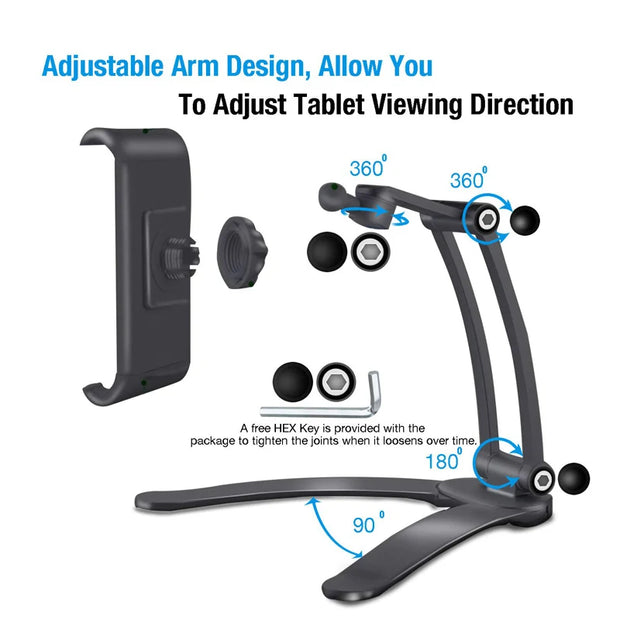 XMXCZKJ Kitchen Tablet Stand Wall Desk Tablet Mount Stand Fit for 5-7.8 Inch Width Tablet  Metal Bracket Smartphones Holders