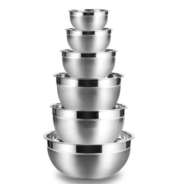 LMETJMA Stainless Steel Mixing Bowls Non Slip Nesting Whisking Bowls Set Kitchen Mixing Bowls for Salad Cooking Baking KC0257