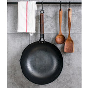 Konco Pure Iron Wok Cast Iron Pan Non-Coated Pot General Use for Gas and Induction Cooker 32cm Chinese Wok Cookware Pan