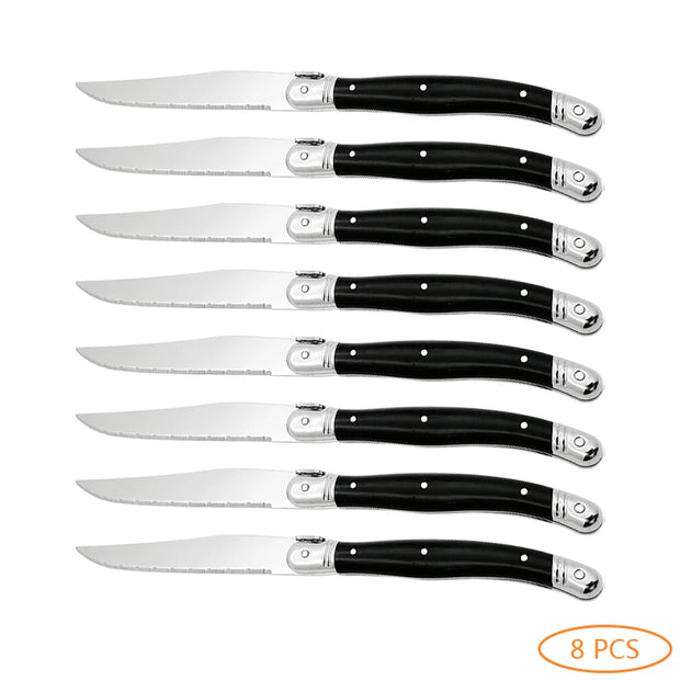 4/6/8/10pcs Laguiole Black Steak Knife Forks Stainless Steel Dinner Knives Table Fork Black Cutlery Restaurant Kitchen Tableware