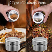 Magnetic Spice Jars With Wall Mounted Rack Stainless Steel Spice Containers