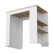Kitchen Island with Three Side Shelves Doyle, White / Light Oak