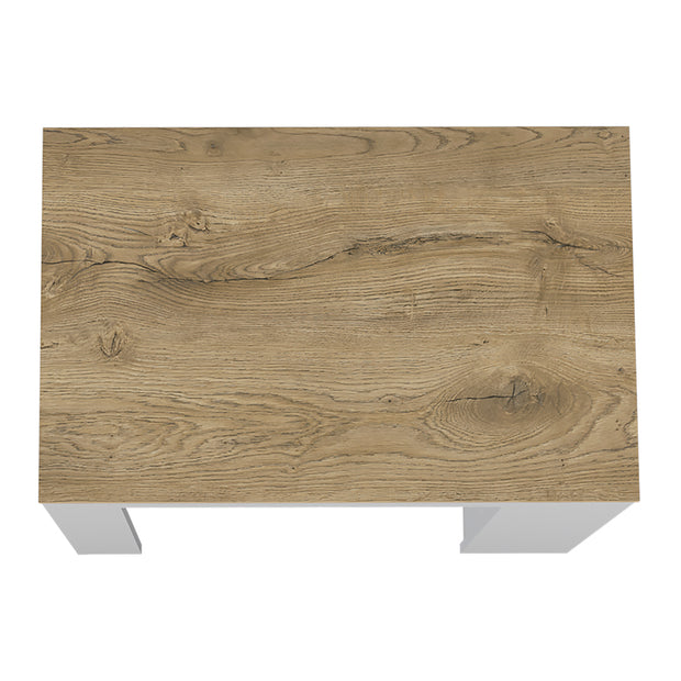Kitchen Island with Three Side Shelves Doyle, White / Light Oak