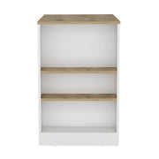 Kitchen Island with Three Side Shelves Doyle, White / Light Oak