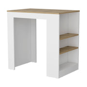 Kitchen Island with Three Side Shelves Doyle, White / Light Oak