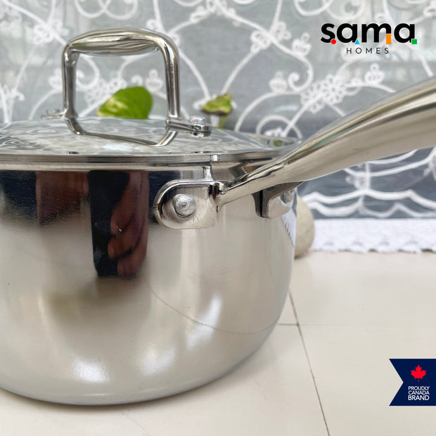 Stainless Steel Triply Sauce Pan With Lid | Premium Cookware