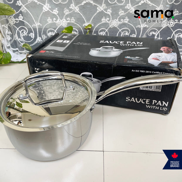 Stainless Steel Triply Sauce Pan With Lid | Premium Cookware