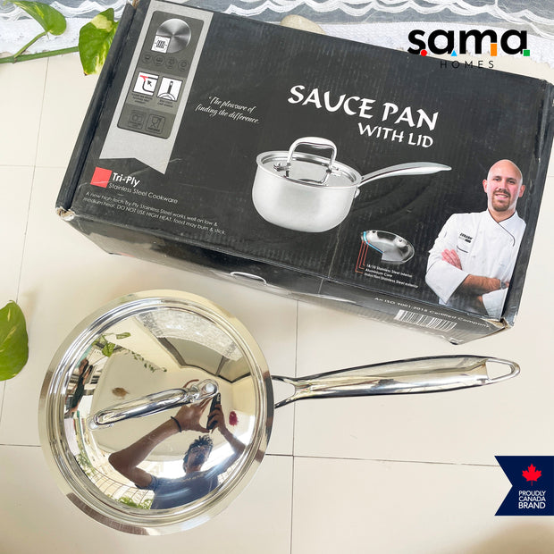 Stainless Steel Triply Sauce Pan With Lid | Premium Cookware