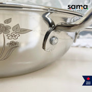 Stainless Steel Deep Kadhai With Lid | Premium Cookware | 21g Deep Kadhai