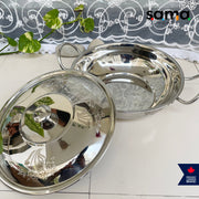 Stainless Steel Deep Kadhai With Lid | Premium Cookware | 21g Deep Kadhai