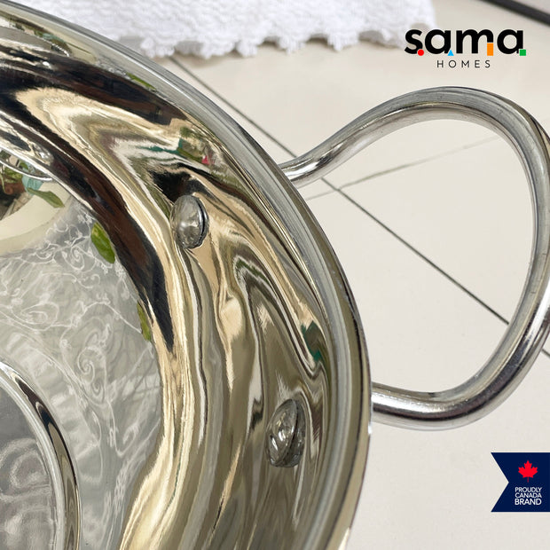 Stainless Steel Deep Kadhai With Lid | Premium Cookware | 21g Deep Kadhai