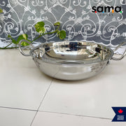 Stainless Steel Deep Kadhai With Lid | Premium Cookware | 21g Deep Kadhai