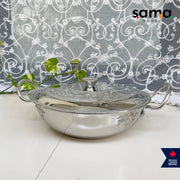 Stainless Steel Deep Kadhai With Lid | Premium Cookware | 21g Deep Kadhai