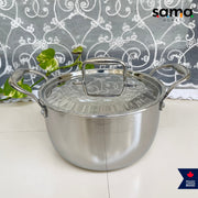 SAMA Homes Premium Stainless Steel Triply Cook and Serve Set With Lid - Durable, Non-Toxic, Induction Ready Cookware