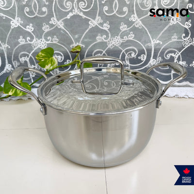 SAMA Homes Premium Stainless Steel Triply Cook and Serve Set With Lid - Durable, Non-Toxic, Induction Ready Cookware