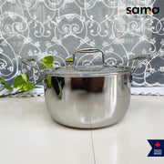 SAMA Homes Premium Stainless Steel Triply Cook and Serve Set With Lid - Durable, Non-Toxic, Induction Ready Cookware