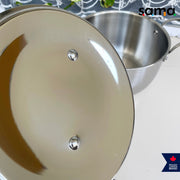 SAMA Homes Premium Stainless Steel Triply Cook and Serve Set With Lid - Durable, Non-Toxic, Induction Ready Cookware