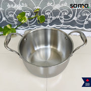 SAMA Homes Premium Stainless Steel Triply Cook and Serve Set With Lid - Durable, Non-Toxic, Induction Ready Cookware