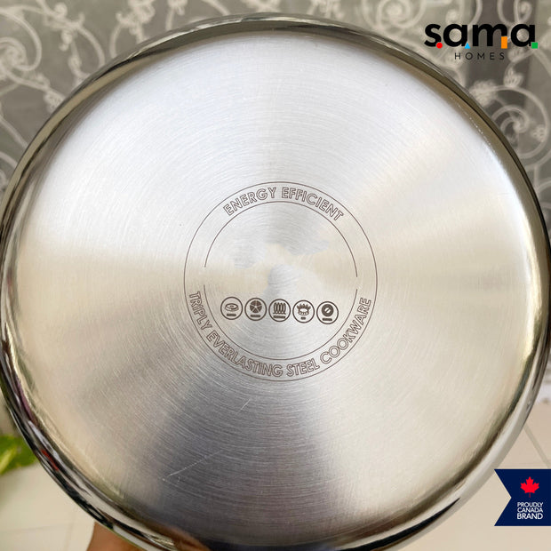 SAMA Homes Premium Stainless Steel Triply Cook and Serve Set With Lid - Durable, Non-Toxic, Induction Ready Cookware