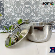 SAMA Homes Premium Stainless Steel Triply Cook and Serve Set With Lid - Durable, Non-Toxic, Induction Ready Cookware