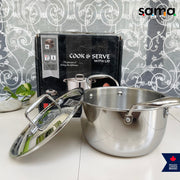 SAMA Homes Premium Stainless Steel Triply Cook and Serve Set With Lid - Durable, Non-Toxic, Induction Ready Cookware