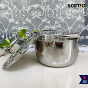 SAMA Homes Premium Stainless Steel Triply Cook and Serve Set With Lid - Durable, Non-Toxic, Induction Ready Cookware