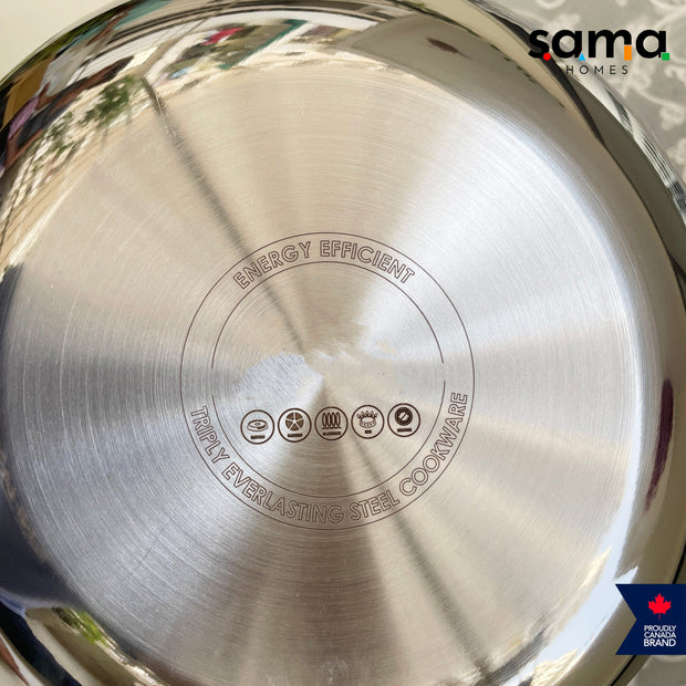 Stainless Steel Triply Deep Kadhai With Lid | Premium Cookware