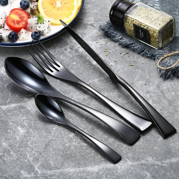 24Pcs 18/10 Stainless Steel Cutlery Set Heavy Duty Flatware Silverware Set Luxury Knives Fork Spoon Tableware Dishwasher Safe