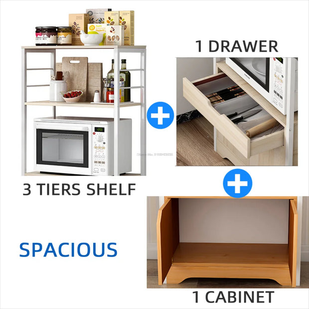 3 Tiers Kitchen Cabinet Console Table Buffet Sideboard Kitchen Furniture for Entryway Table With Shutter Doors Kitchen Cabinets
