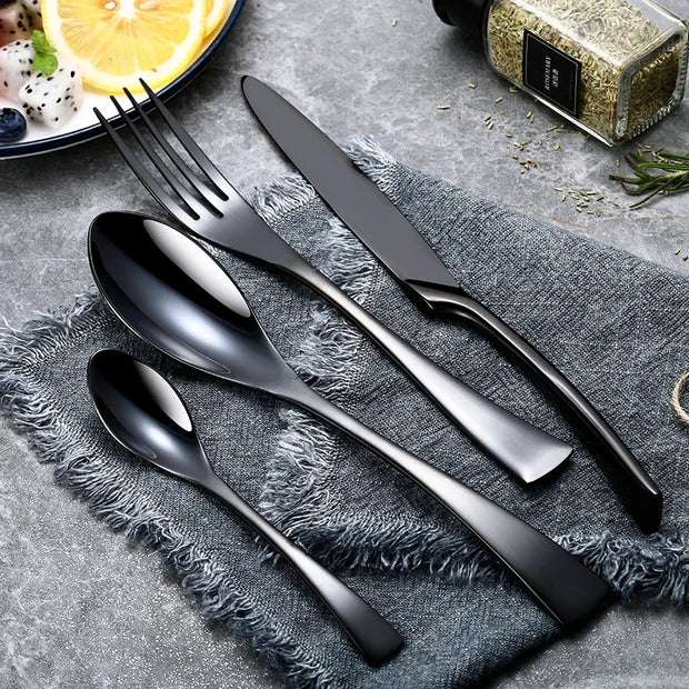 24Pcs 18/10 Stainless Steel Cutlery Set Heavy Duty Flatware Silverware Set Luxury Knives Fork Spoon Tableware Dishwasher Safe