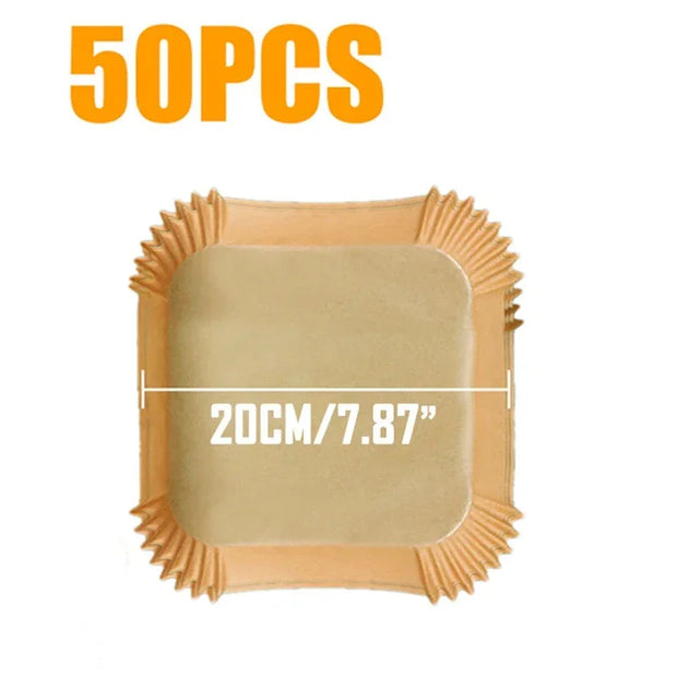 50pcs Air Fryer Disposable Paper Parchment Wood Pulp Steamer Cheesecake Air Fryer Accessories Baking Paper for Air Fryer