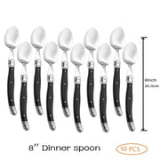 4/6/8/10pcs Laguiole Black Steak Knife Forks Stainless Steel Dinner Knives Table Fork Black Cutlery Restaurant Kitchen Tableware