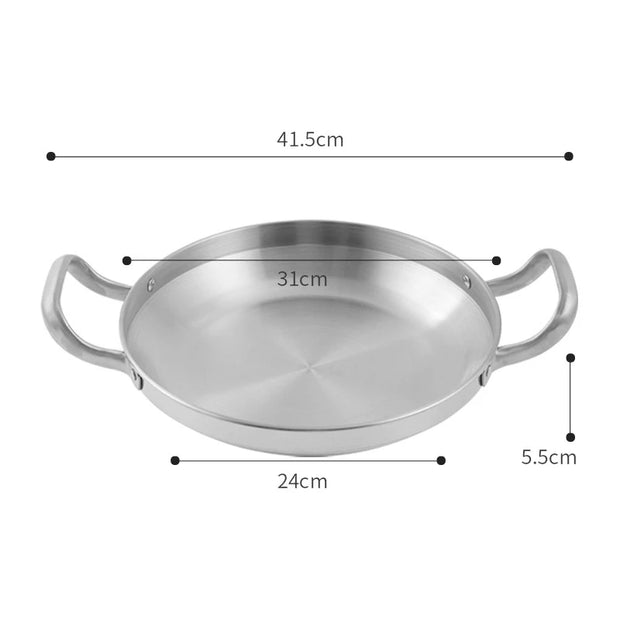 Stainless Steel Seafood Rice Pot Home Cooking Paella Pan Picnic Snack Plates Cookware Saucepan Dry Pots With Handle for Kitchen
