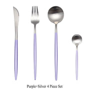4 Pcs Matte Stainless Steel 18/10 Black Gold Silver Cutlery Tableware Dinner Steak Knife Spoon Fork Flatware Set Dishwasher Safe