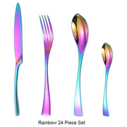 24Pcs 18/10 Stainless Steel Cutlery Set Heavy Duty Flatware Silverware Set Luxury Knives Fork Spoon Tableware Dishwasher Safe