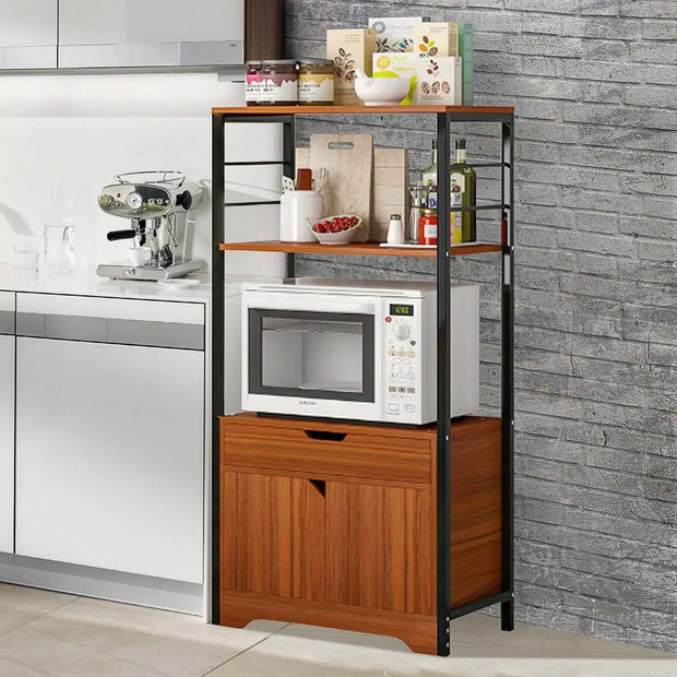 3 Tiers Kitchen Cabinet Console Table Buffet Sideboard Kitchen Furniture for Entryway Table With Shutter Doors Kitchen Cabinets