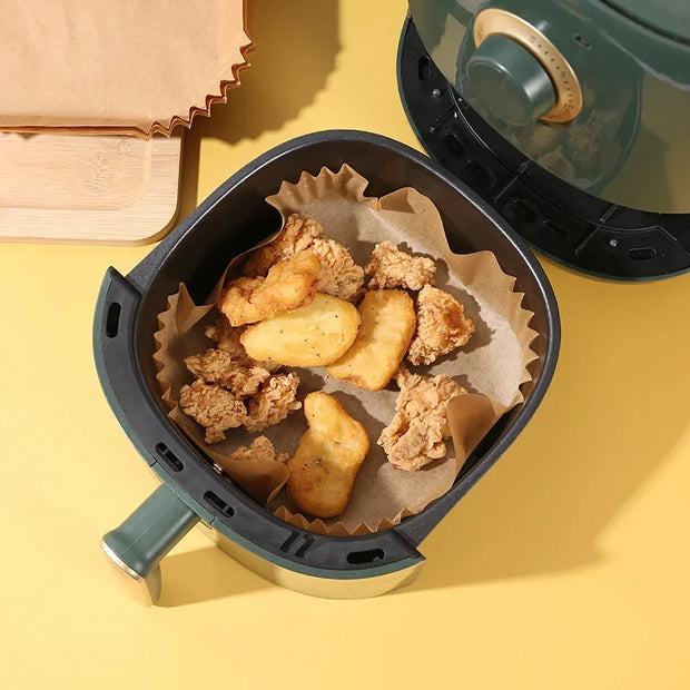 50pcs Air Fryer Disposable Paper Parchment Wood Pulp Steamer Cheesecake Air Fryer Accessories Baking Paper for Air Fryer