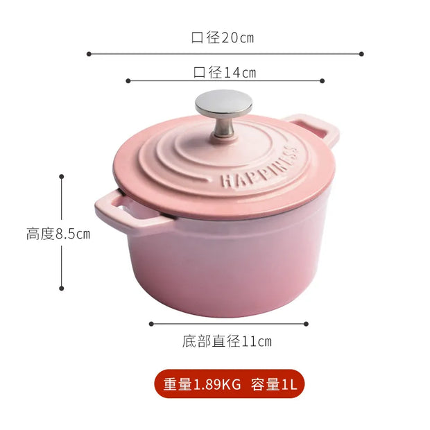 Enameled Mini Cast Iron Dutch Oven 1.5 Quart for Cooking Bake Bread Cast Iron Pot Casserole Dish Heavy Milk Pot Kitchen Stew Pot