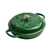 2.6L Cast Iron Pots Enamel Pot Kitchen Cookware, Micro Pressure Lock Fresh Saucepan, Leaf Emerald Non-Stick Pots for Cooking
