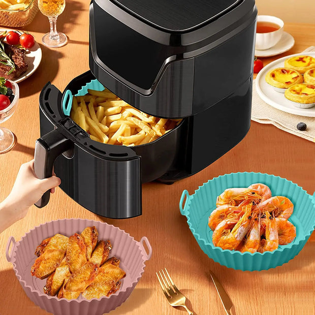 Air Fryer Silicone Basket Thicken Silicone Mold for Air Fryer Pot Oven Baking Tray Fried Chicken Pizza Air Fryer Accessories