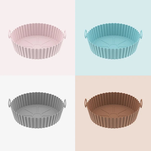 Air Fryer Silicone Basket Thicken Silicone Mold for Air Fryer Pot Oven Baking Tray Fried Chicken Pizza Air Fryer Accessories