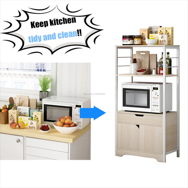 3 Tiers Kitchen Cabinet Console Table Buffet Sideboard Kitchen Furniture for Entryway Table With Shutter Doors Kitchen Cabinets