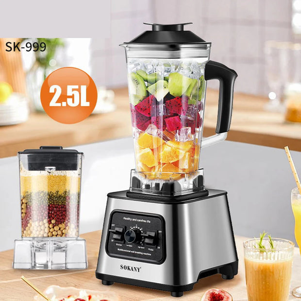 6000W Powerful Blender, Blender Smoothie Maker Table Blender With 2.5L Container, Professional Blender Mixer for Ice,Nut,Fruit