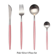 4 Pcs Matte Stainless Steel 18/10 Black Gold Silver Cutlery Tableware Dinner Steak Knife Spoon Fork Flatware Set Dishwasher Safe