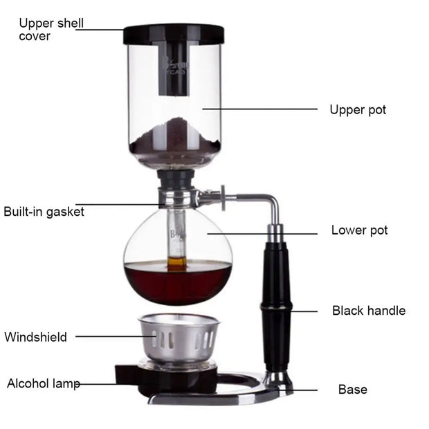 Coffeemaker Japanese Style Siphon Coffee Maker Tea Siphon Pot Vacuum Coffeemaker Glass Type Coffee Machine Filter Kahve Makinesi
