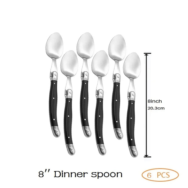 4/6/8/10pcs Laguiole Black Steak Knife Forks Stainless Steel Dinner Knives Table Fork Black Cutlery Restaurant Kitchen Tableware
